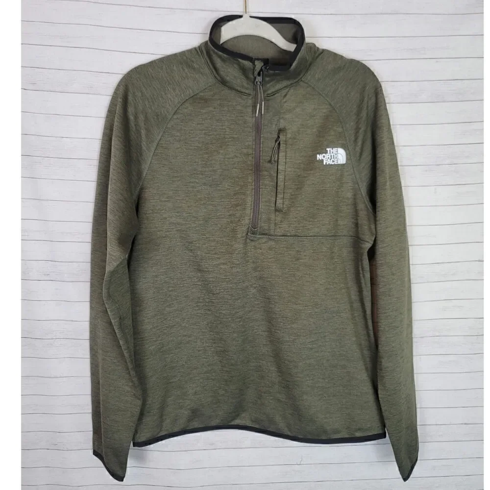 The North Face Canyonland 1/2 Zip Fleece Jacket in Taupe Green Heather, sz Small